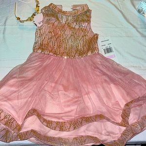 NWT RARE EDITIONS FORMAL BLUSH PINK AND GOLD DRESS size 6